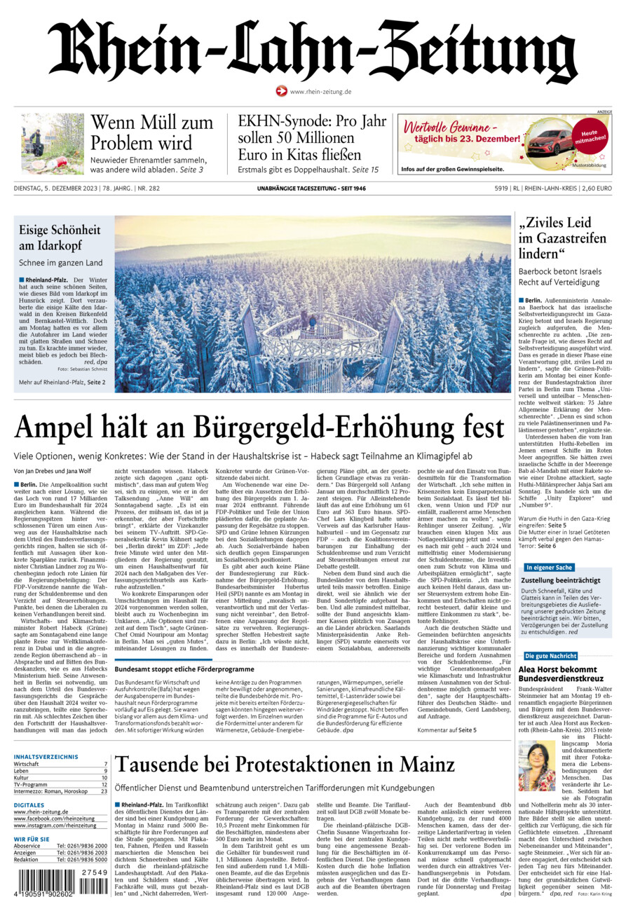 Rhein-Lahn-Zeitung vom Dienstag, 05.12.2023