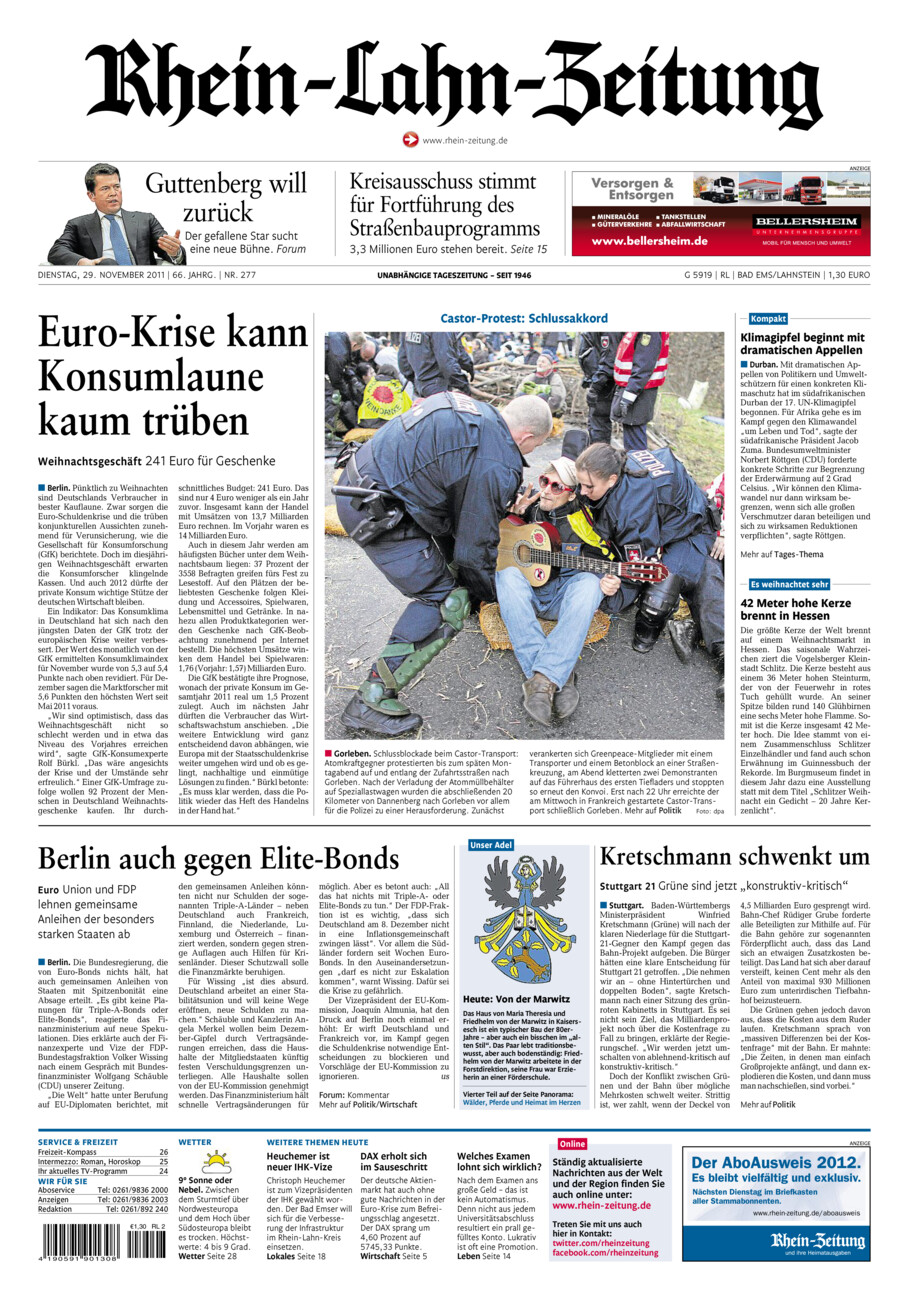 Rhein-Lahn-Zeitung vom Dienstag, 29.11.2011