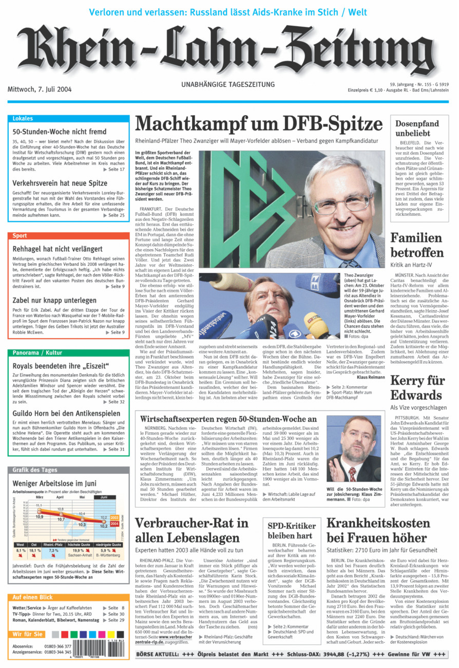 Rhein-Lahn-Zeitung vom Mittwoch, 07.07.2004