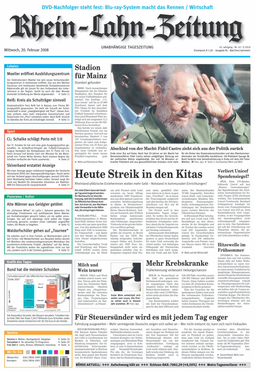 Rhein-Lahn-Zeitung vom Mittwoch, 20.02.2008