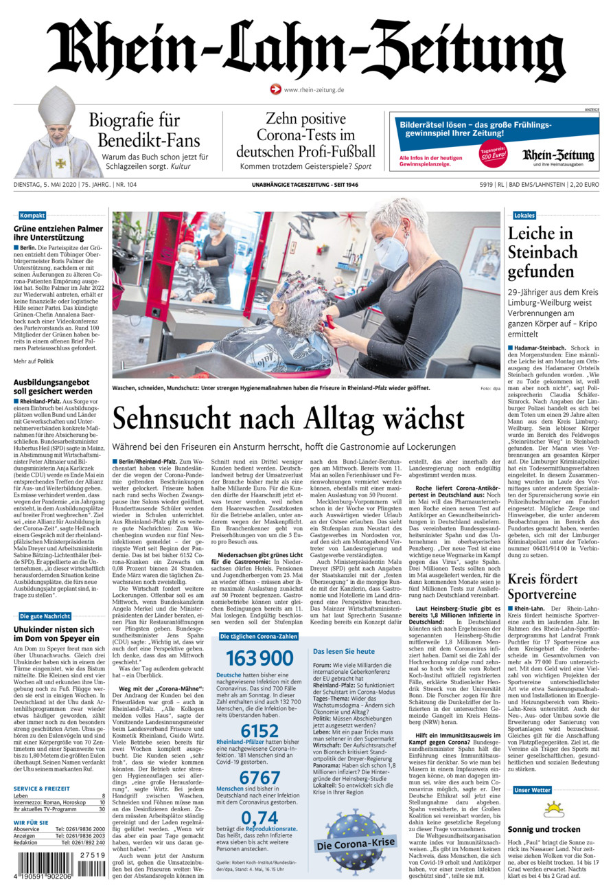 Rhein-Lahn-Zeitung vom Dienstag, 05.05.2020