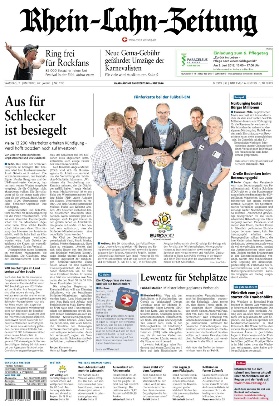 Rhein-Lahn-Zeitung vom Samstag, 02.06.2012