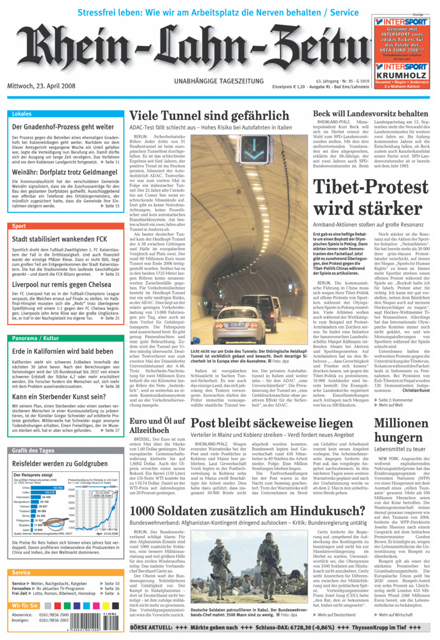 Rhein-Lahn-Zeitung vom Mittwoch, 23.04.2008