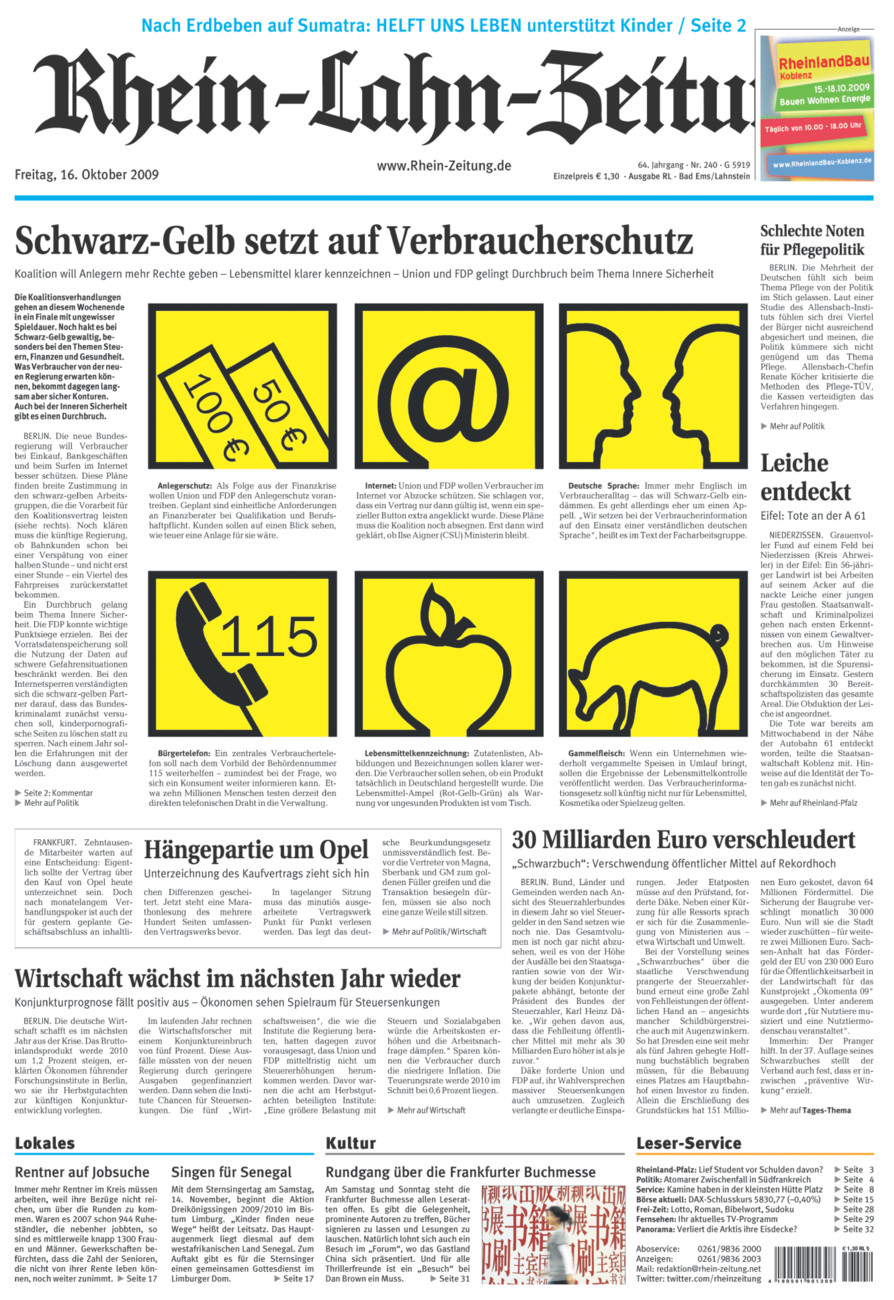 Rhein-Lahn-Zeitung vom Freitag, 16.10.2009