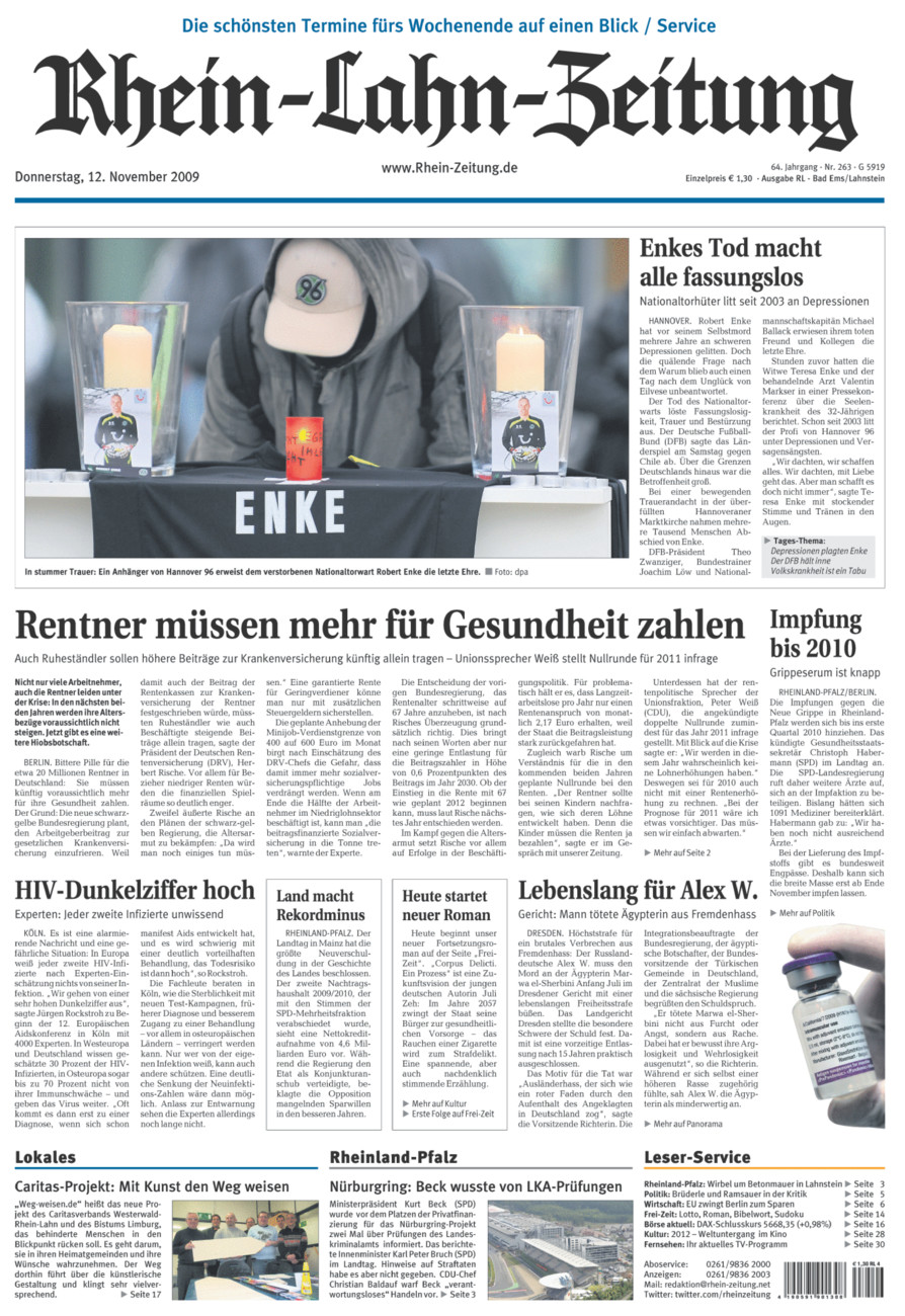 Rhein-Lahn-Zeitung vom Donnerstag, 12.11.2009