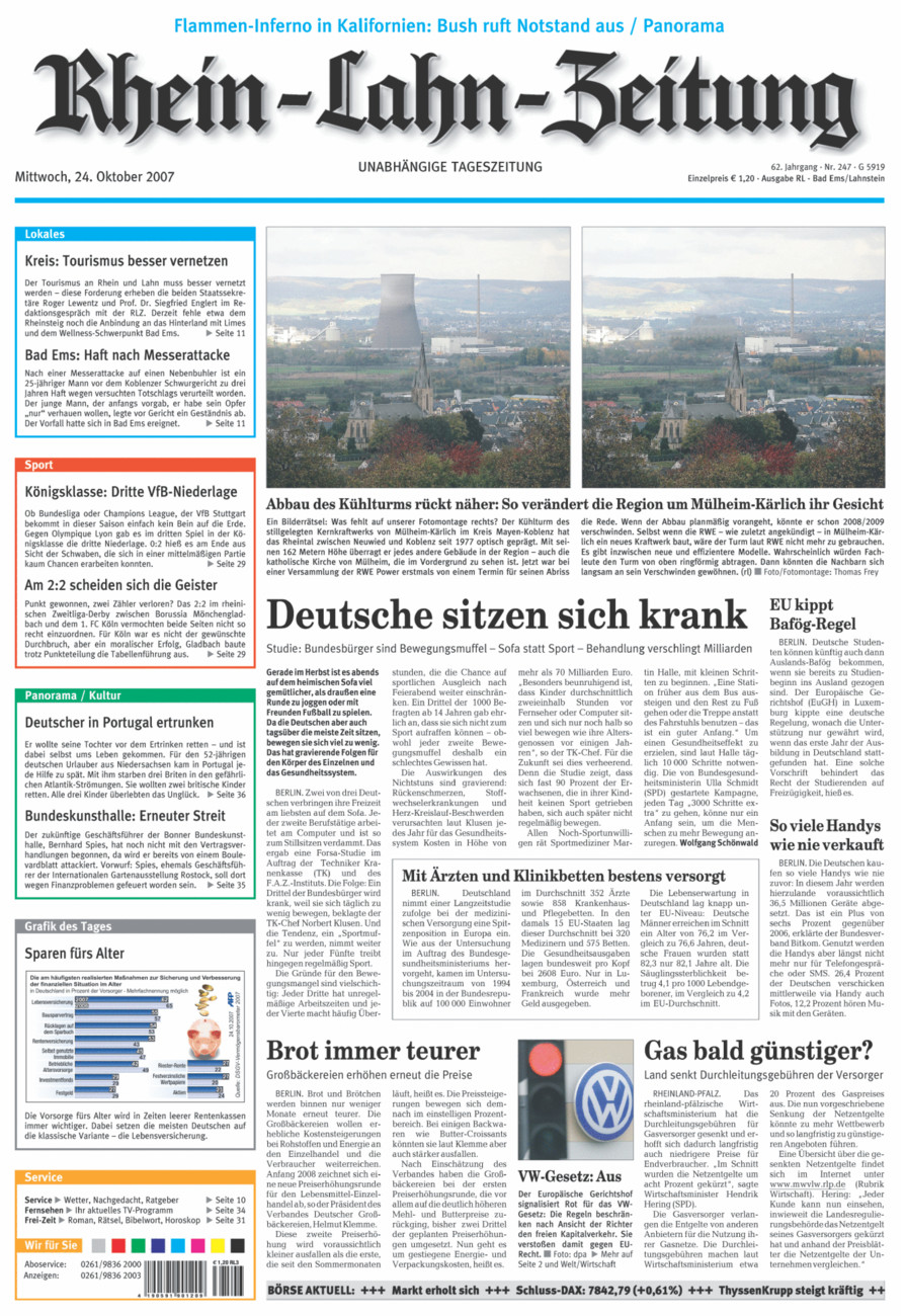 Rhein-Lahn-Zeitung vom Mittwoch, 24.10.2007