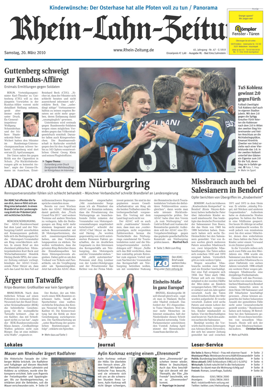 Rhein-Lahn-Zeitung vom Samstag, 20.03.2010