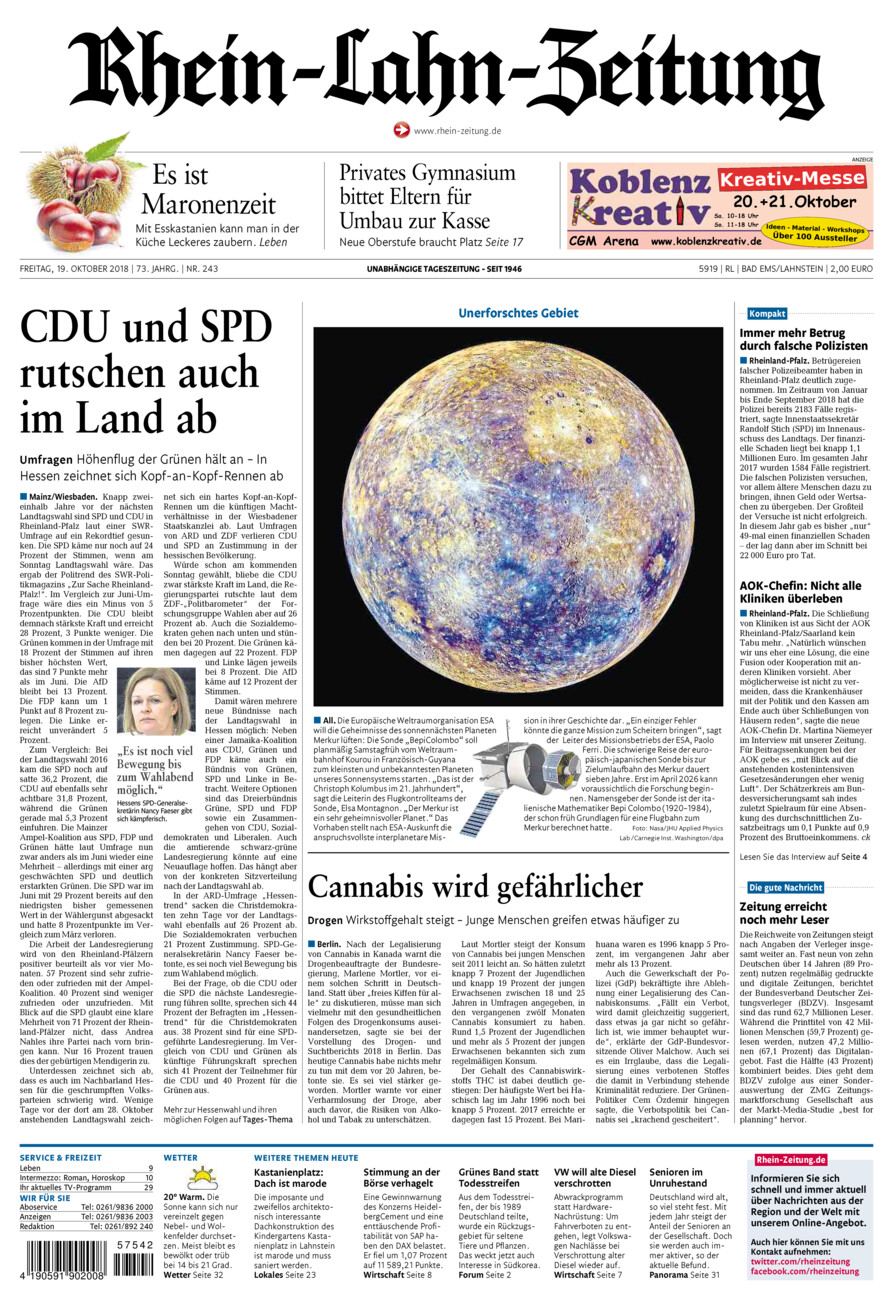 Rhein-Lahn-Zeitung vom Freitag, 19.10.2018