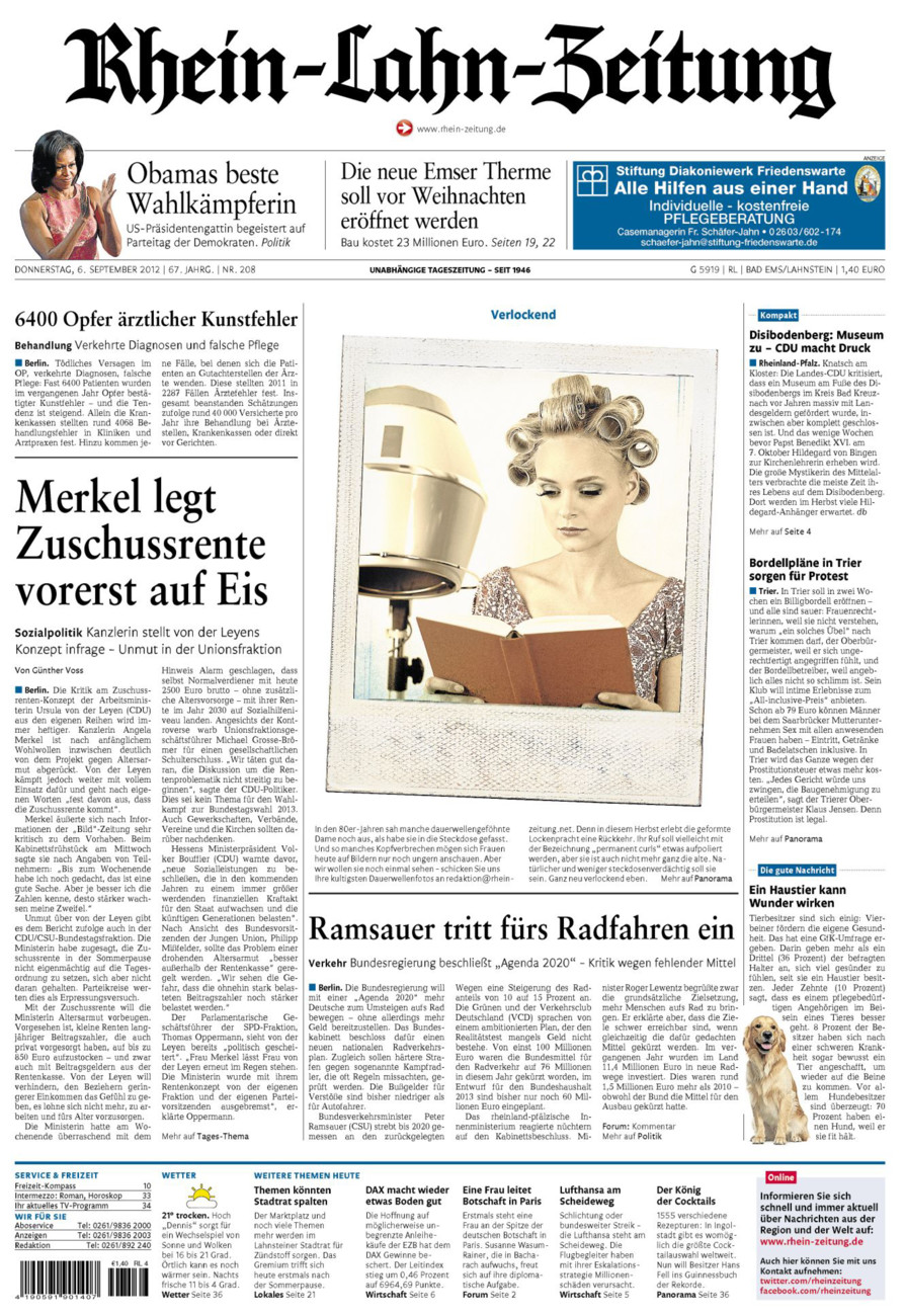 Rhein-Lahn-Zeitung vom Donnerstag, 06.09.2012