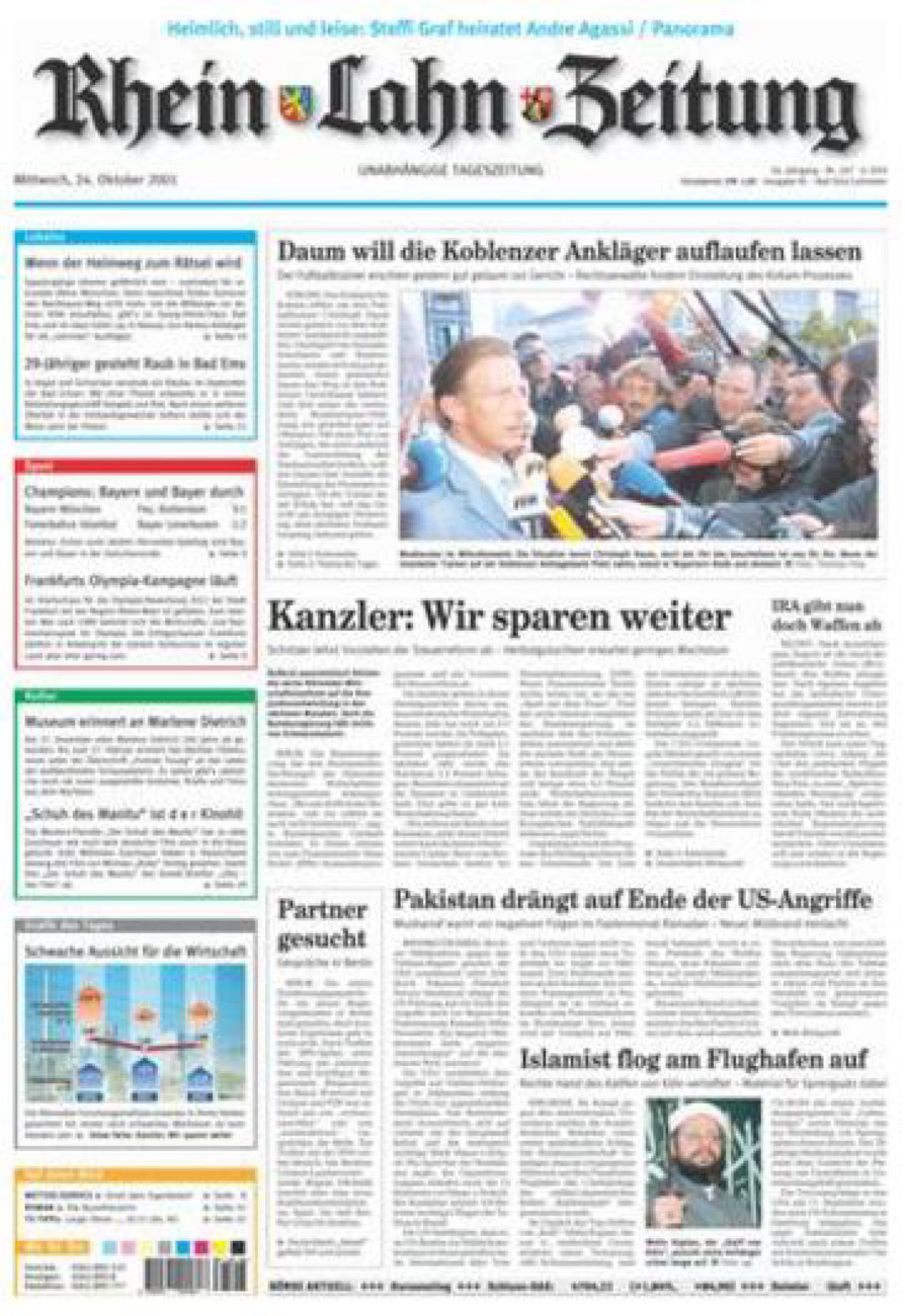 Rhein-Lahn-Zeitung vom Mittwoch, 24.10.2001