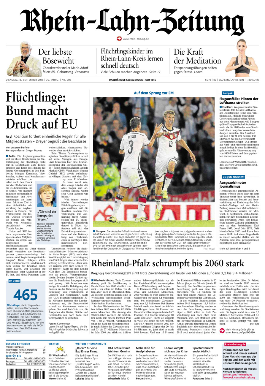Rhein-Lahn-Zeitung vom Dienstag, 08.09.2015