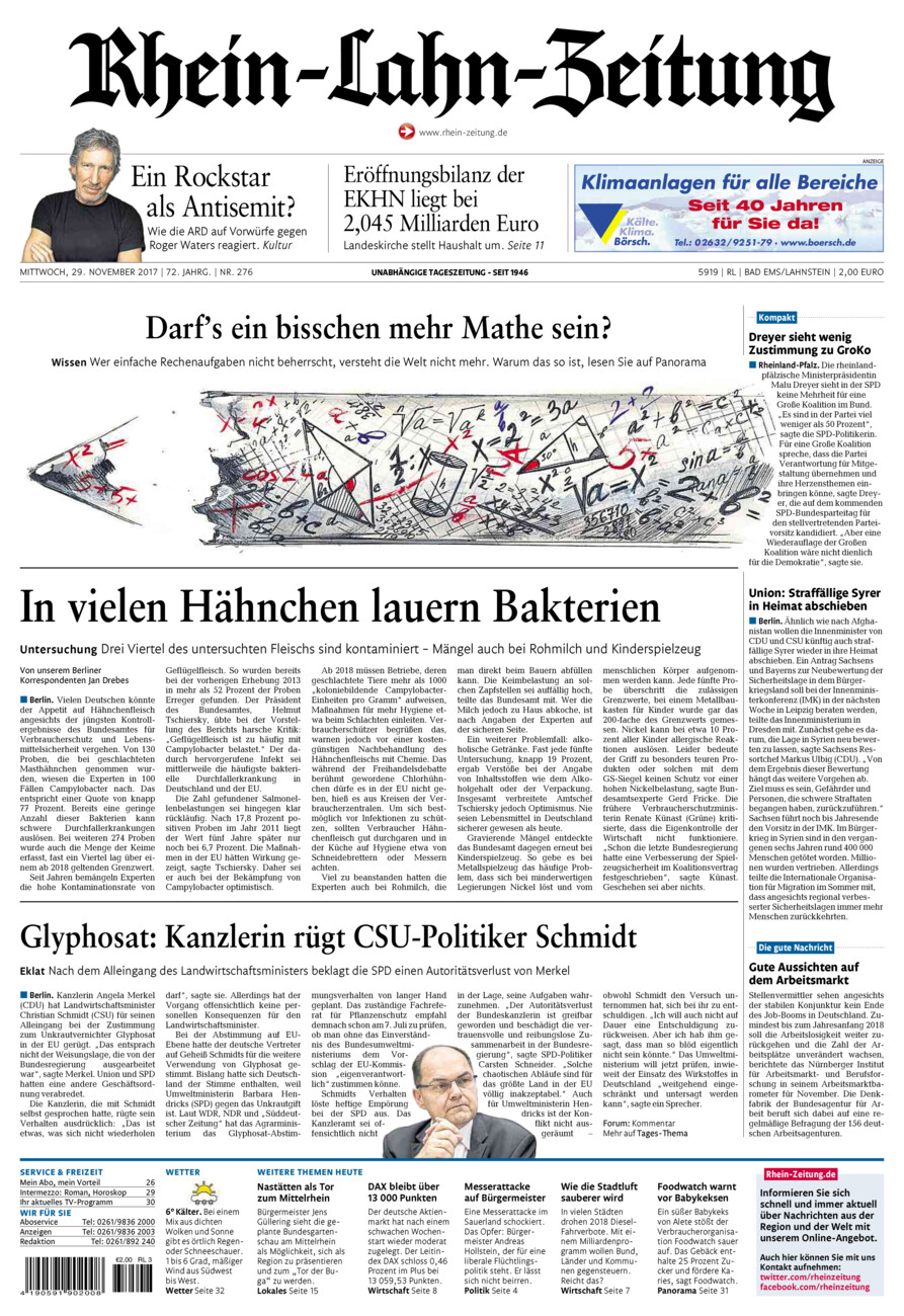 Rhein-Lahn-Zeitung vom Mittwoch, 29.11.2017