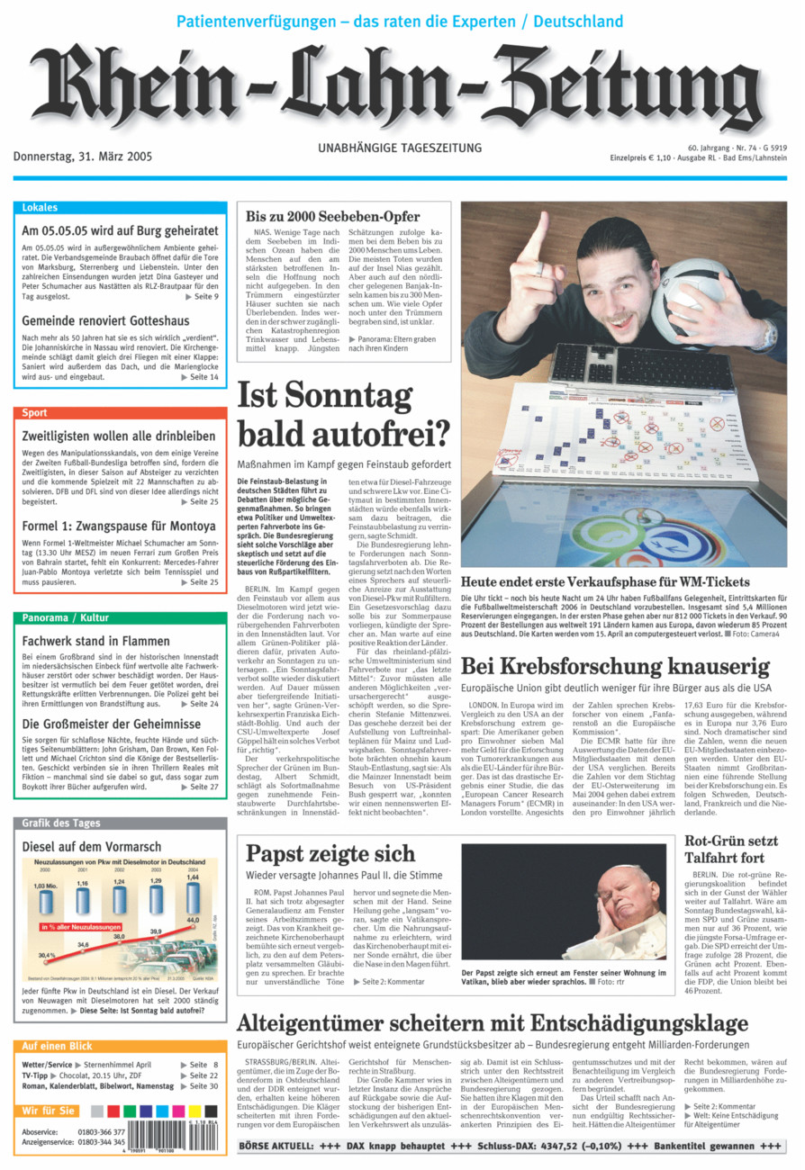 Rhein-Lahn-Zeitung vom Donnerstag, 31.03.2005