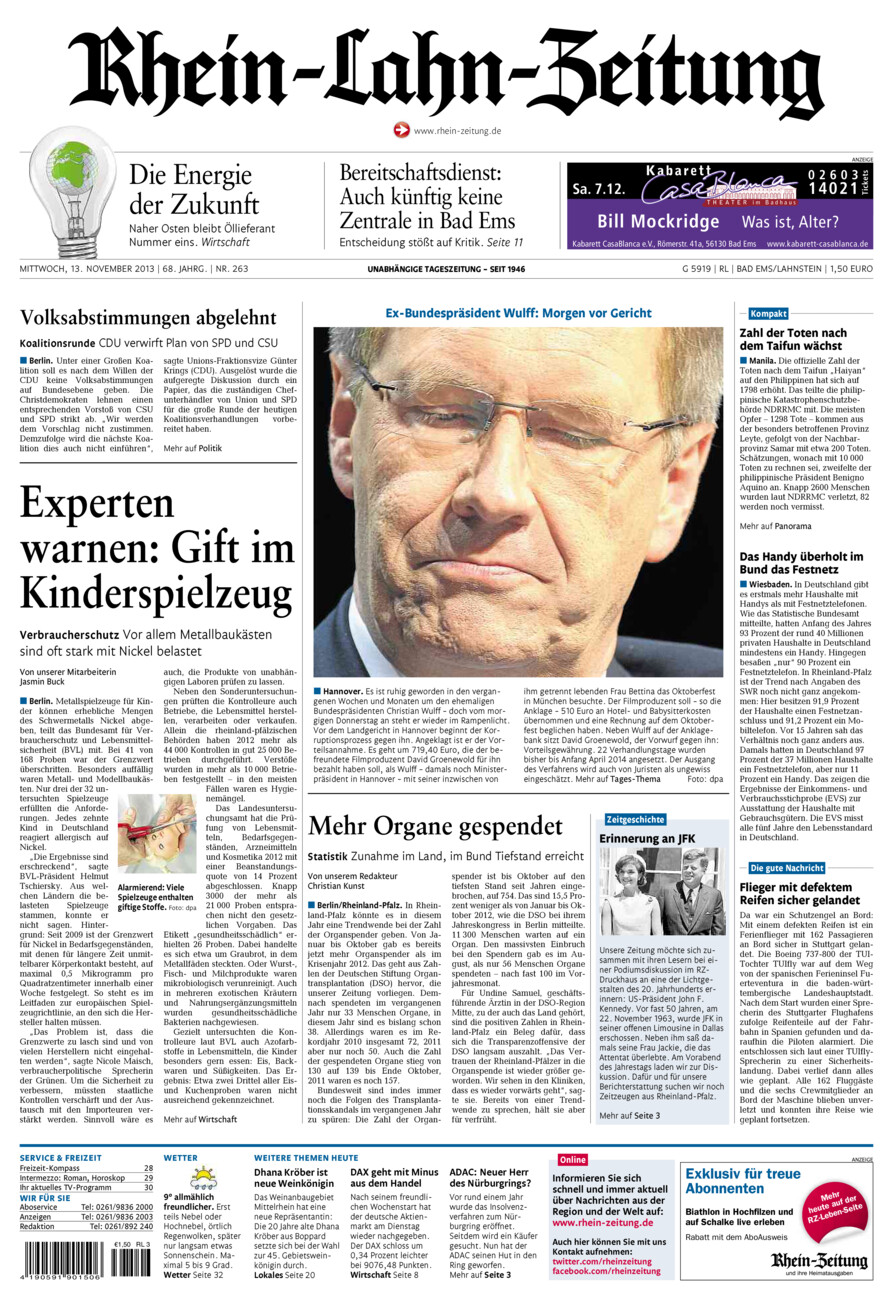Rhein-Lahn-Zeitung vom Mittwoch, 13.11.2013