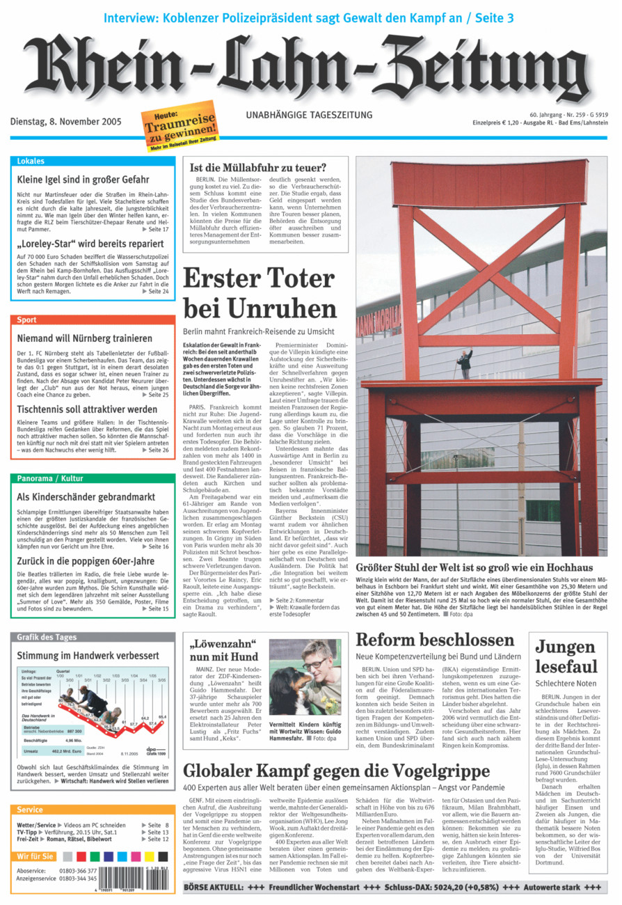 Rhein-Lahn-Zeitung vom Dienstag, 08.11.2005