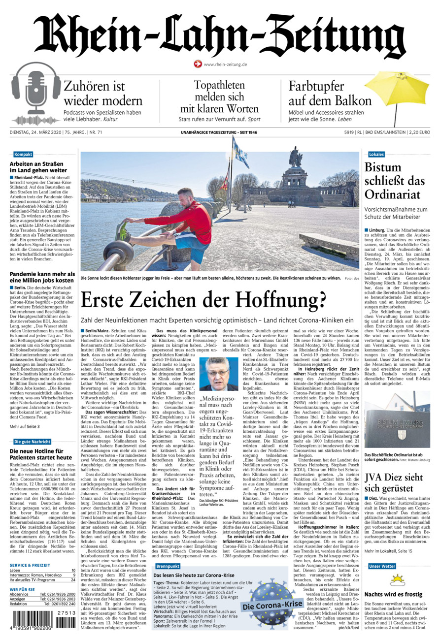 Rhein-Lahn-Zeitung vom Dienstag, 24.03.2020