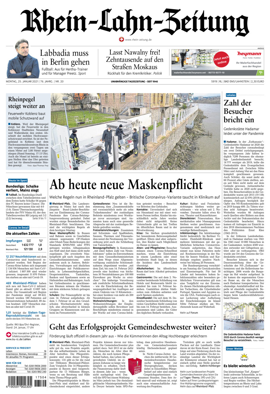 Rhein-Lahn-Zeitung vom Montag, 25.01.2021