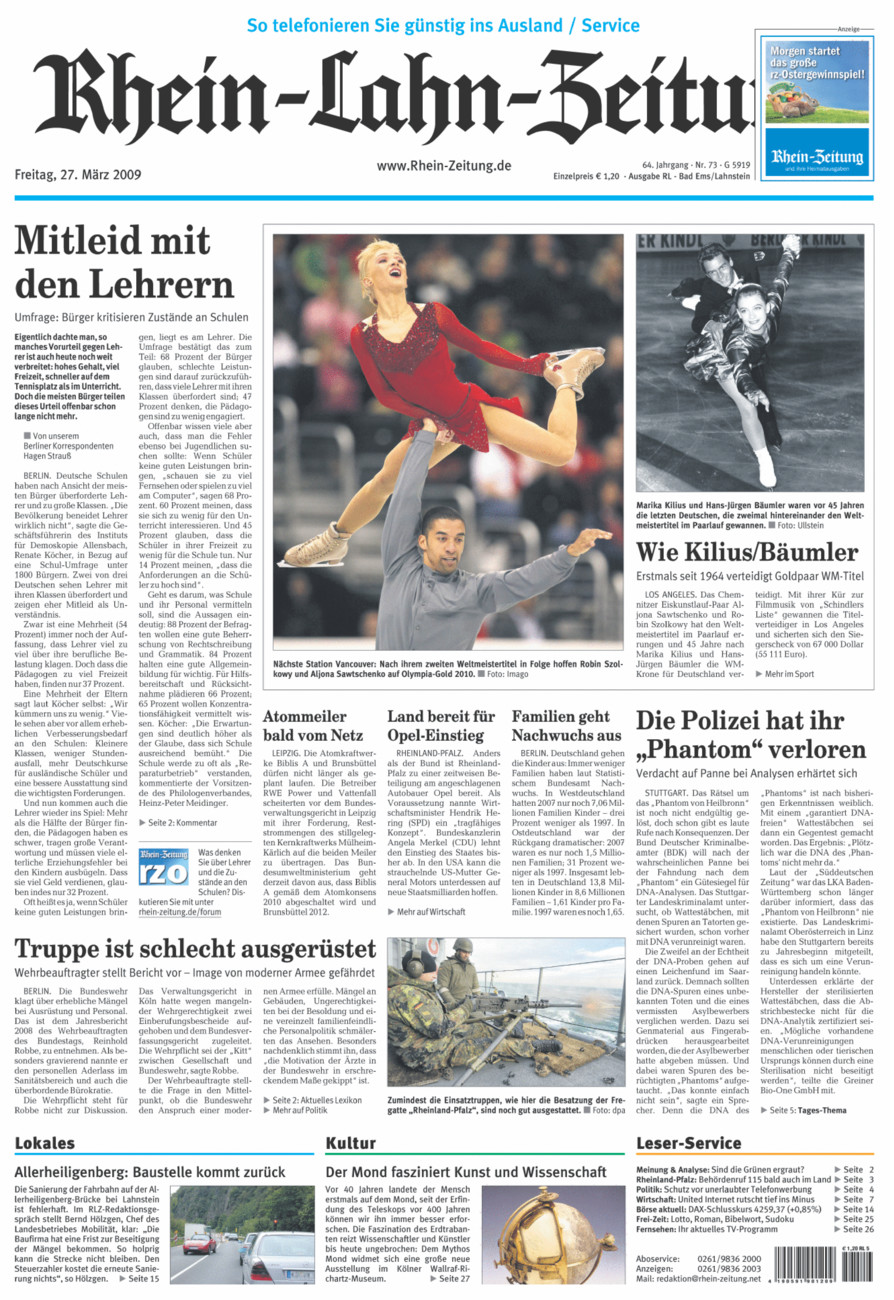 Rhein-Lahn-Zeitung vom Freitag, 27.03.2009
