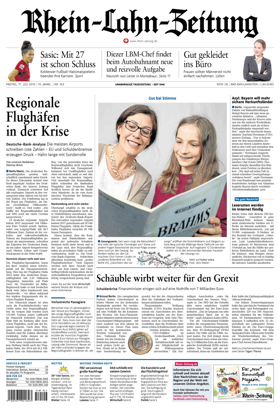 Rhein-Lahn-Zeitung vom Freitag, 17.07.2015