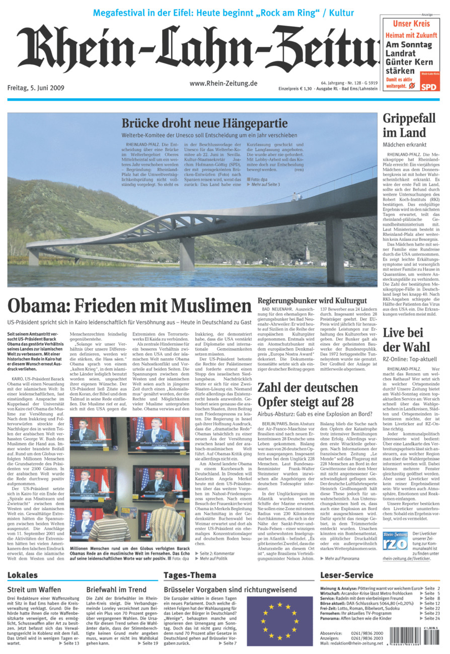 Rhein-Lahn-Zeitung vom Freitag, 05.06.2009
