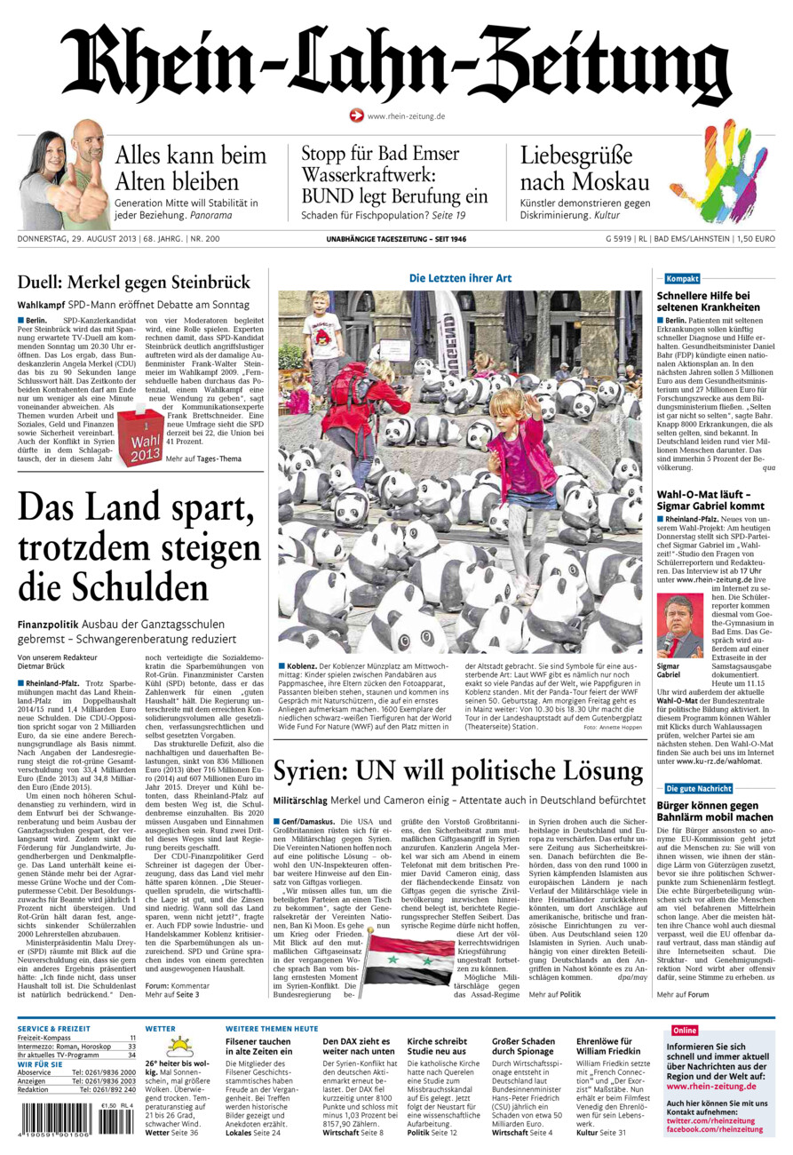 Rhein-Lahn-Zeitung vom Donnerstag, 29.08.2013