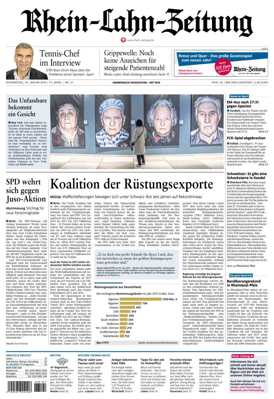 Rhein-Lahn-Zeitung vom Donnerstag, 25.01.2018