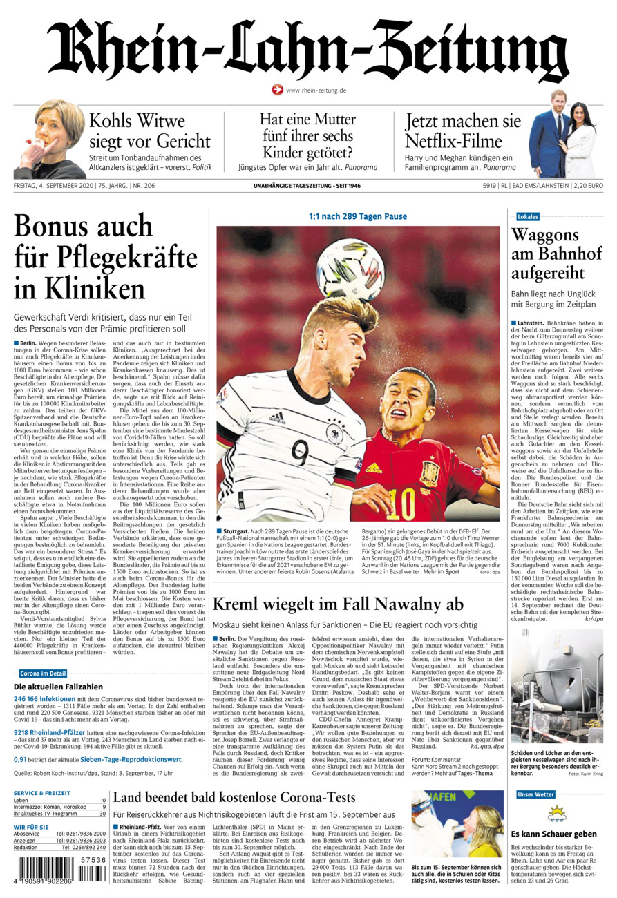 Rhein-Lahn-Zeitung vom Freitag, 04.09.2020