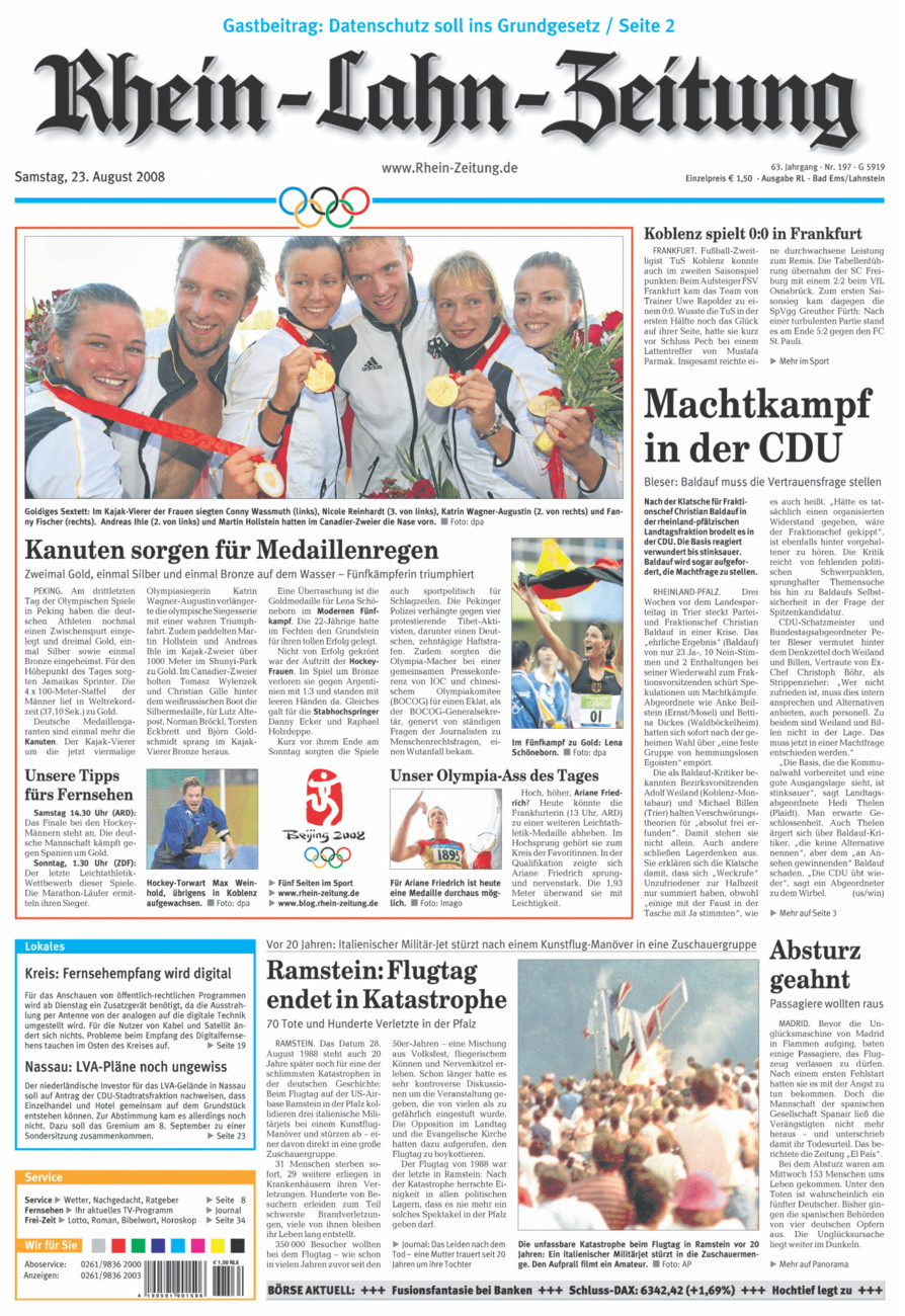 Rhein-Lahn-Zeitung vom Samstag, 23.08.2008