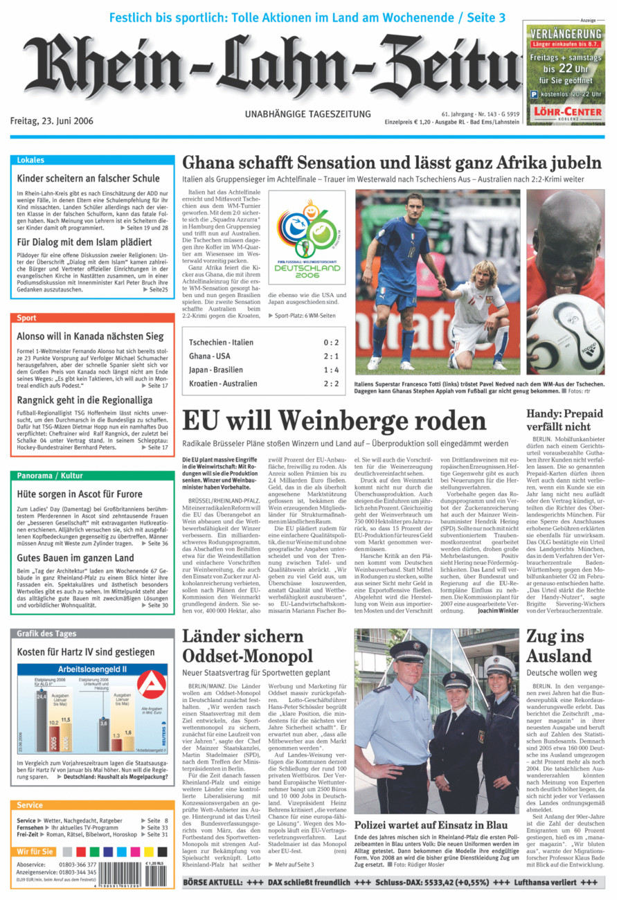 Rhein-Lahn-Zeitung vom Freitag, 23.06.2006
