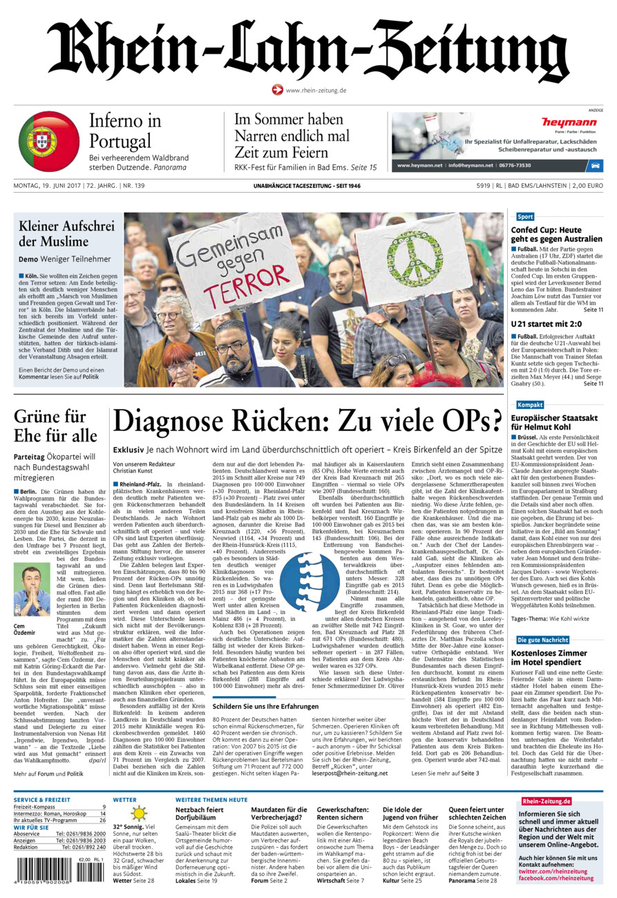 Rhein-Lahn-Zeitung vom Montag, 19.06.2017