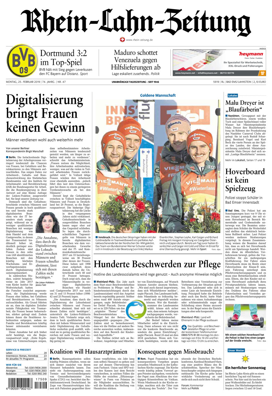 Rhein-Lahn-Zeitung vom Montag, 25.02.2019