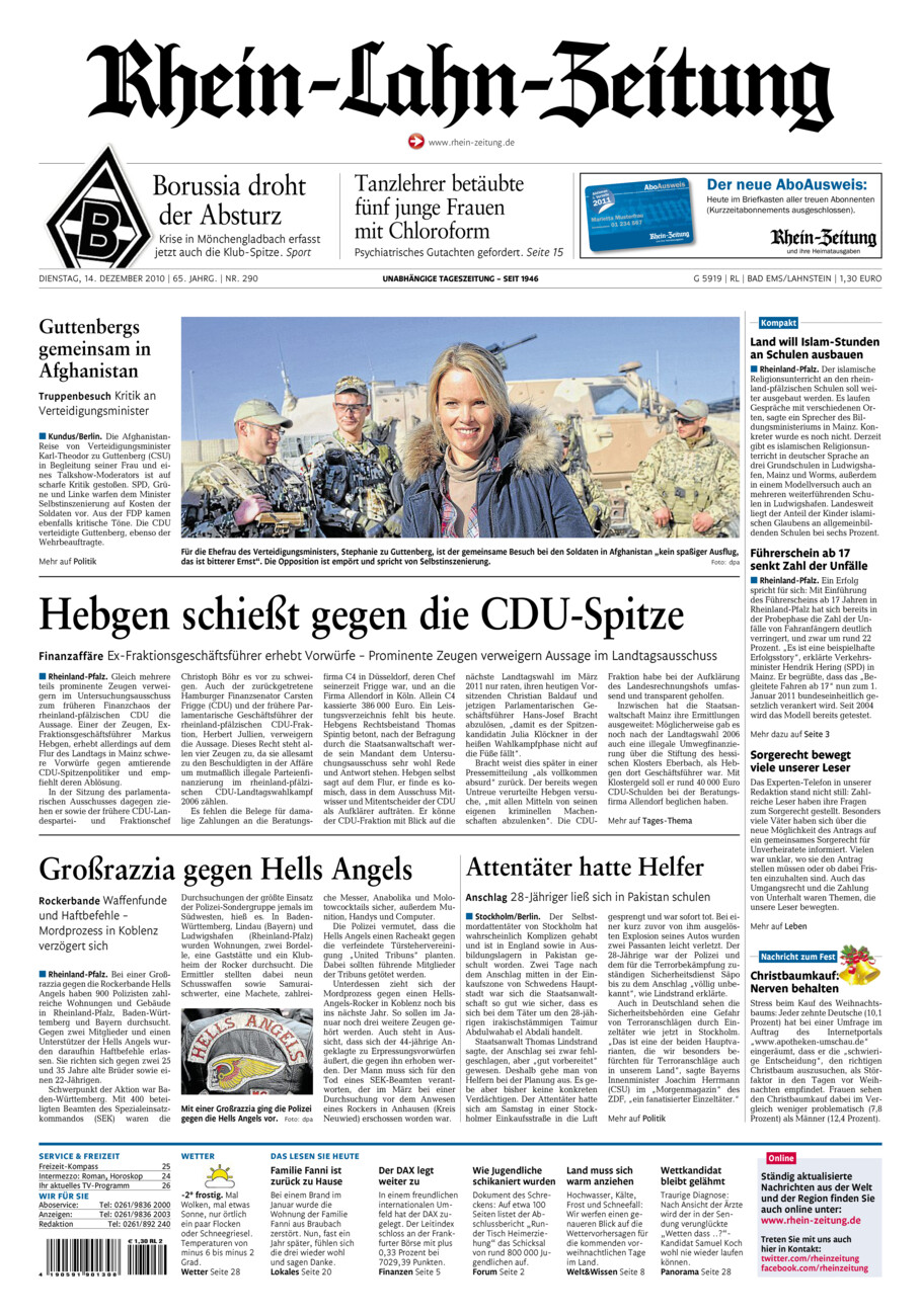 Rhein-Lahn-Zeitung vom Dienstag, 14.12.2010