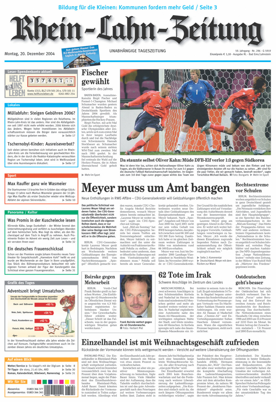 Rhein-Lahn-Zeitung vom Montag, 20.12.2004