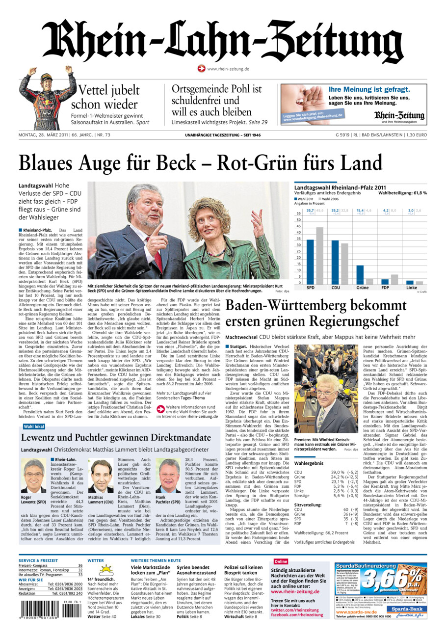 Rhein-Lahn-Zeitung vom Montag, 28.03.2011