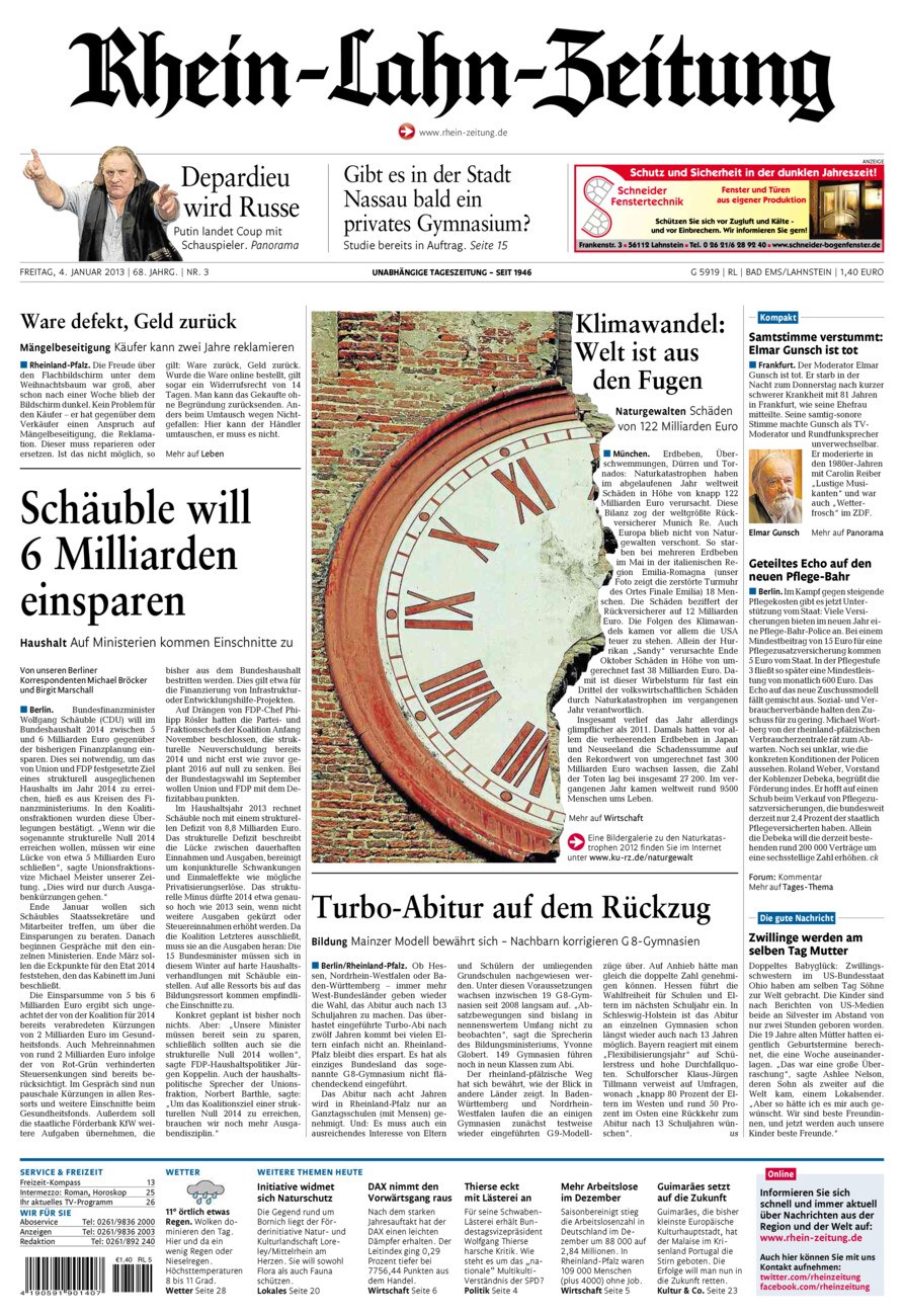 Rhein-Lahn-Zeitung vom Freitag, 04.01.2013