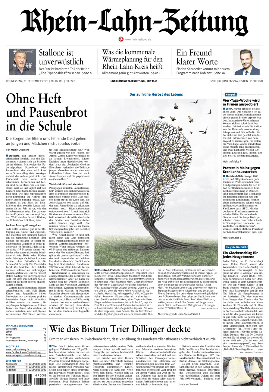 Rhein-Lahn-Zeitung vom Donnerstag, 21.09.2023