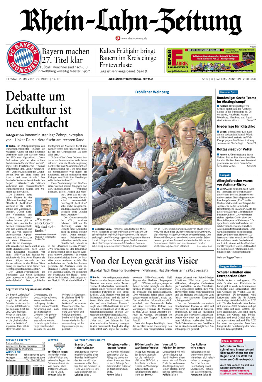 Rhein-Lahn-Zeitung vom Dienstag, 02.05.2017