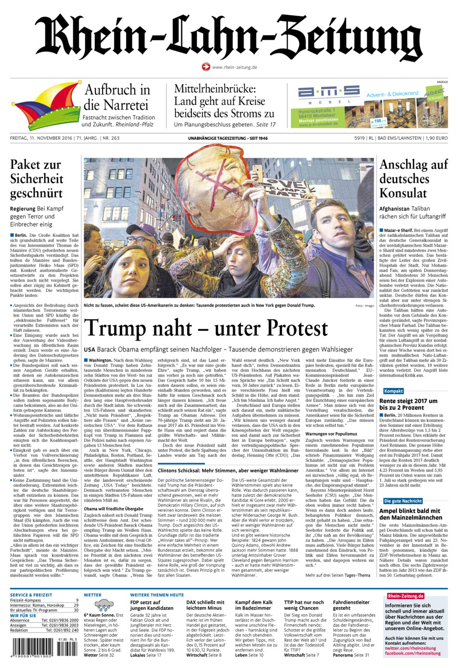 Rhein-Lahn-Zeitung vom Freitag, 11.11.2016