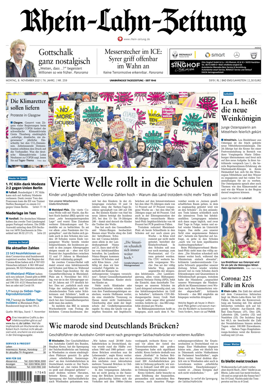 Rhein-Lahn-Zeitung vom Montag, 08.11.2021