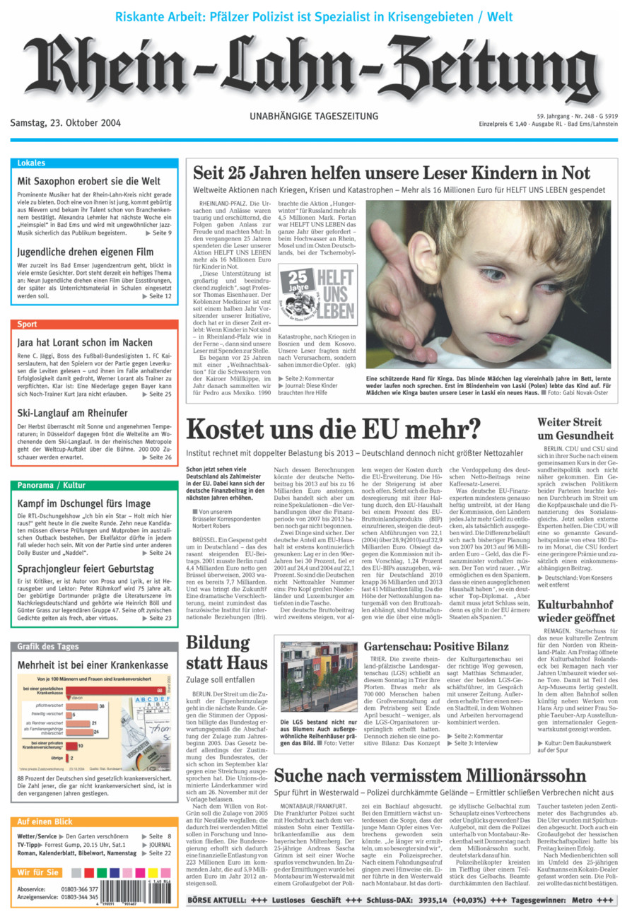 Rhein-Lahn-Zeitung vom Samstag, 23.10.2004
