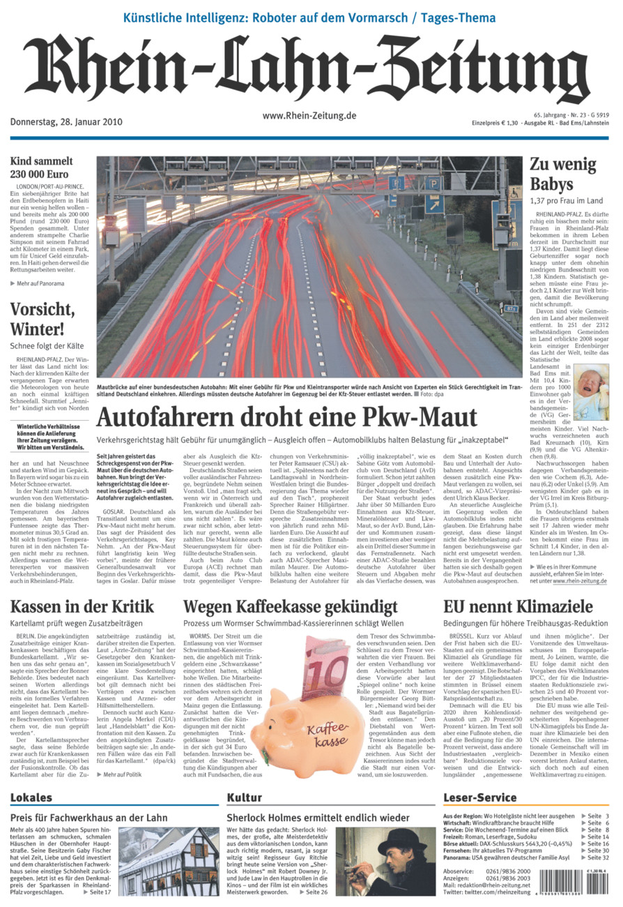 Rhein-Lahn-Zeitung vom Donnerstag, 28.01.2010