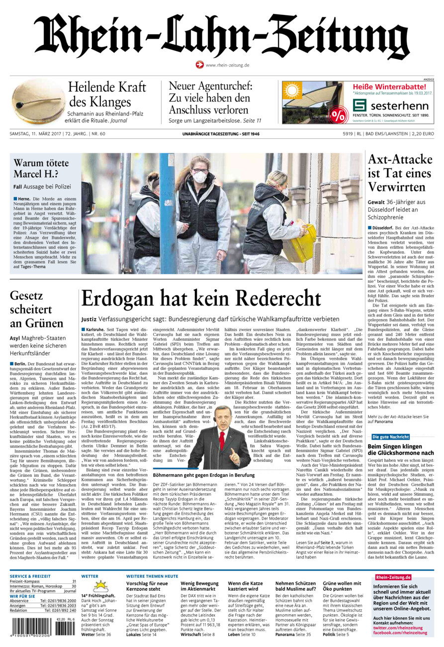 Rhein-Lahn-Zeitung vom Samstag, 11.03.2017