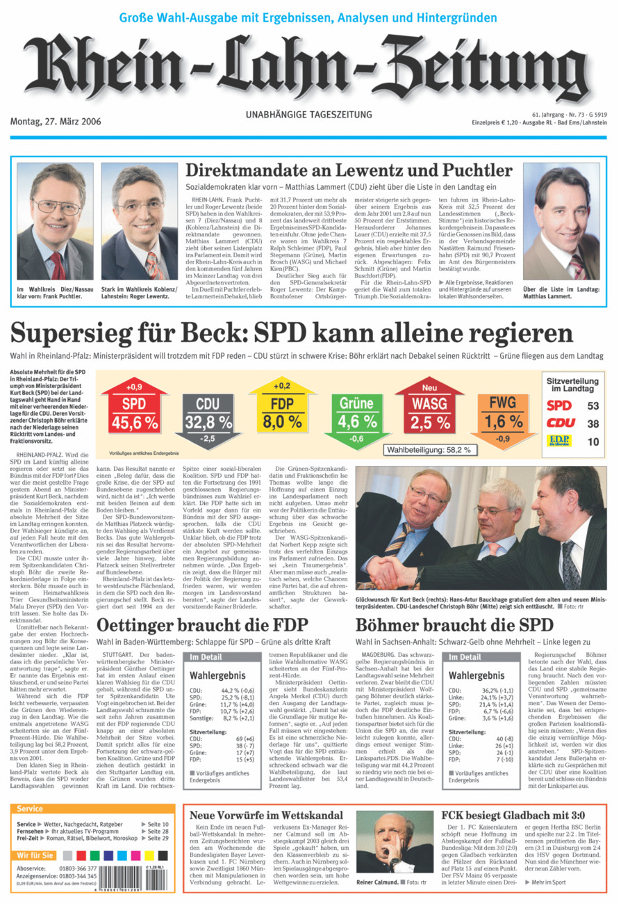 Rhein-Lahn-Zeitung vom Montag, 27.03.2006