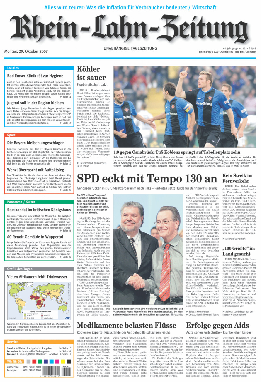 Rhein-Lahn-Zeitung vom Montag, 29.10.2007