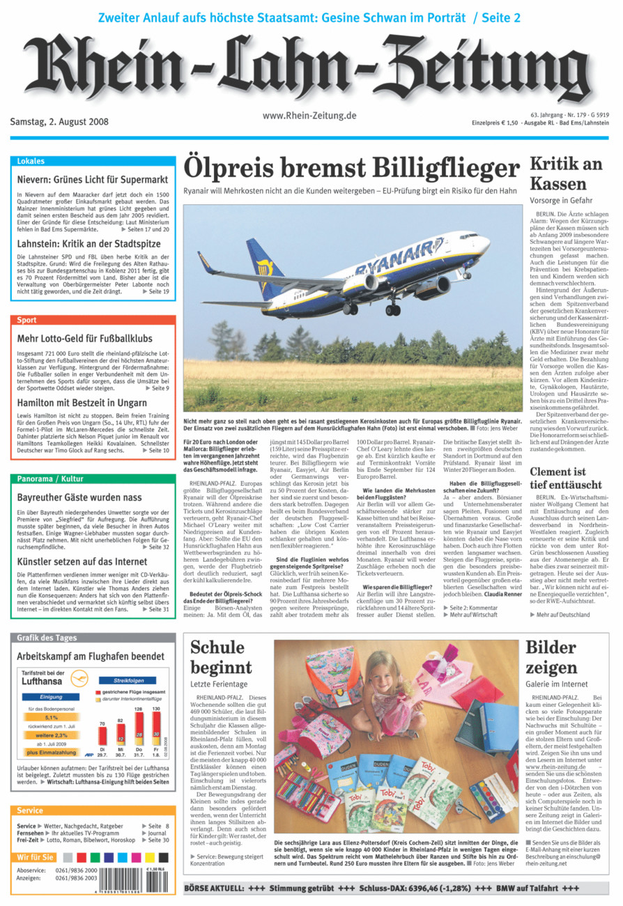 Rhein-Lahn-Zeitung vom Samstag, 02.08.2008