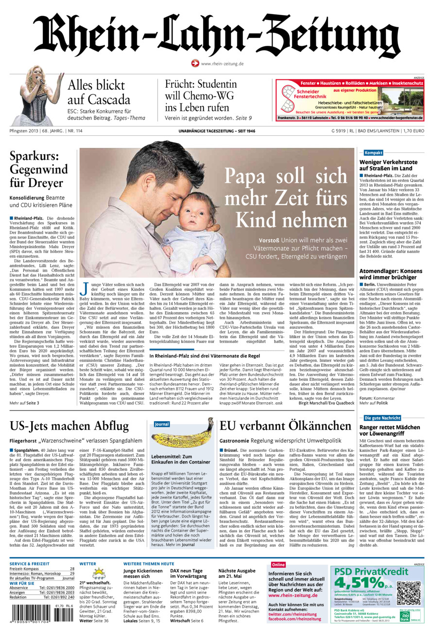 Rhein-Lahn-Zeitung vom Samstag, 18.05.2013