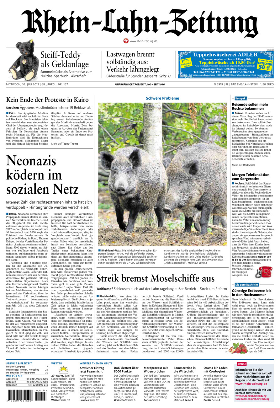 Rhein-Lahn-Zeitung vom Mittwoch, 10.07.2013