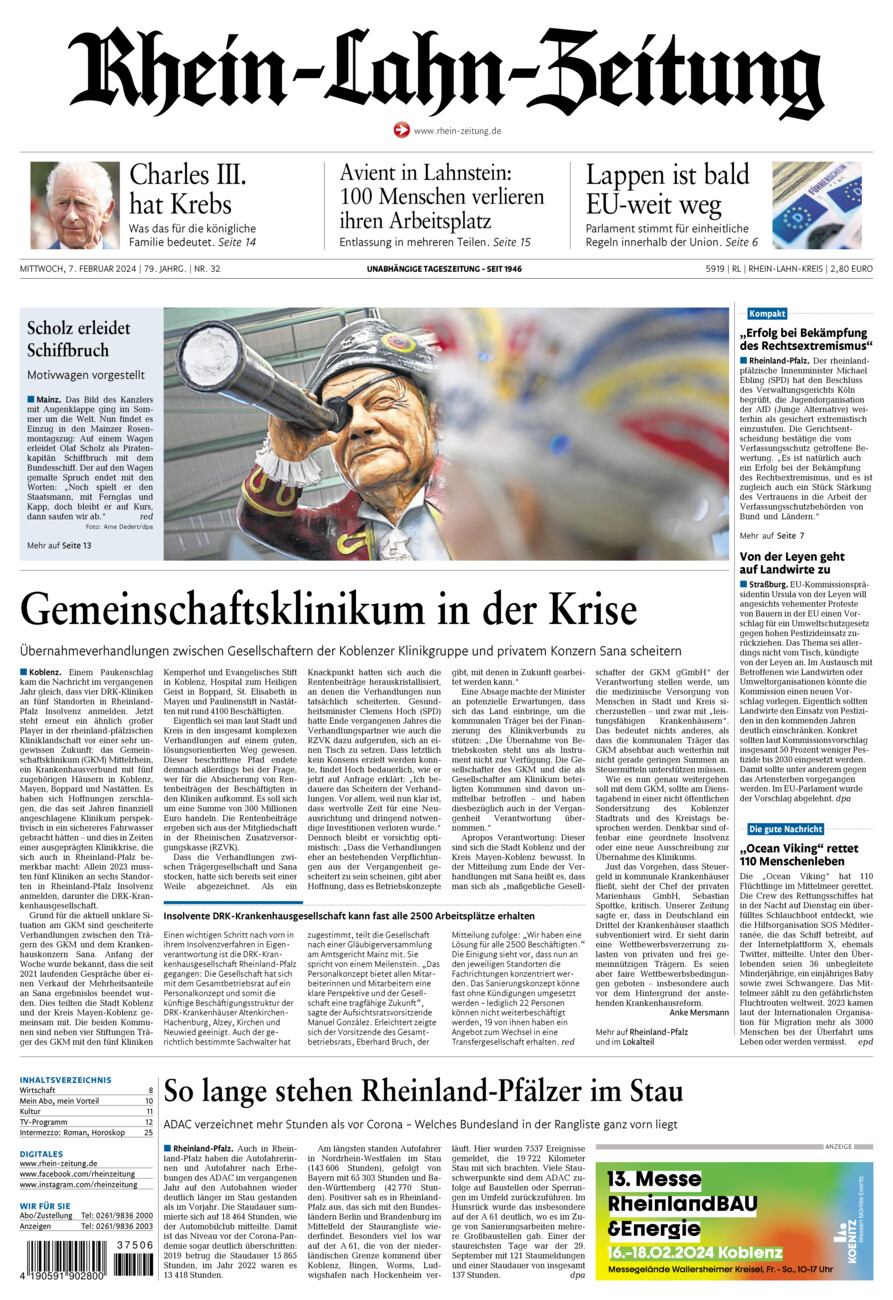 Rhein-Lahn-Zeitung vom Mittwoch, 07.02.2024
