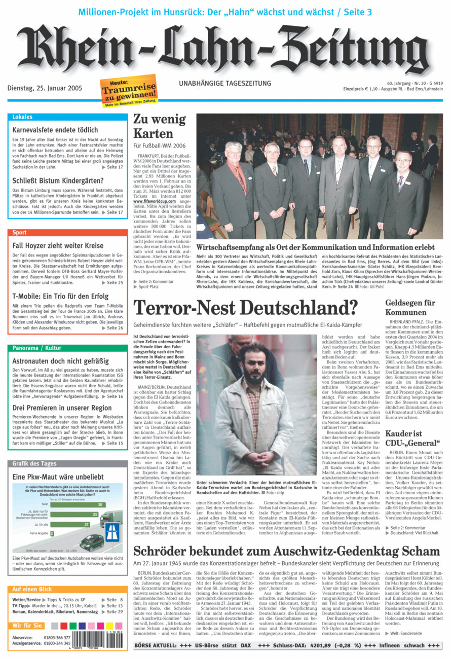 Rhein-Lahn-Zeitung vom Dienstag, 25.01.2005