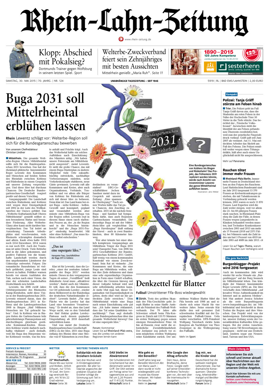 Rhein-Lahn-Zeitung vom Samstag, 30.05.2015